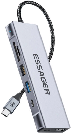 Dokovacia stanica Essager sivá s HDMI a 2x USB-A