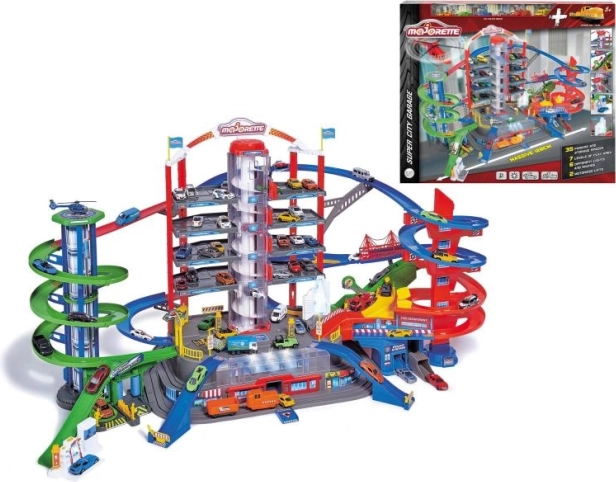 Giochi garage Super City con 6 macchinine e treno