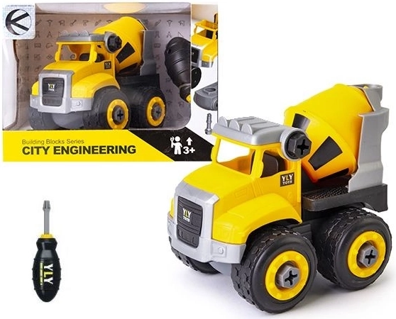 Screw-together construction vehicle with screwdriver - 1 piece