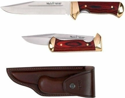 Muela PL-18R couteau pliant spécial extensible en acier MoVa avec bois Pakka et étui en cuir