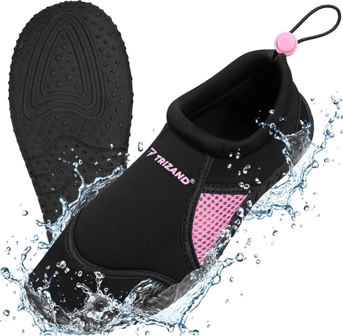 Chaussures d’eau Trizand noir‑rose, taille 39, semelle 5 mm
