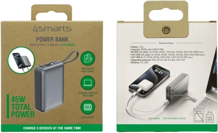 Integrated USB‑C cable: charge without extra cords