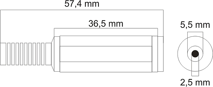 Standardgröße 5,5 × 2,5 mm