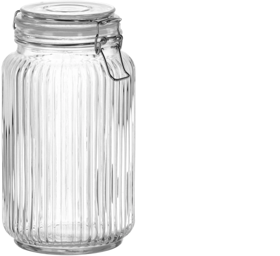 Bocal en verre strié avec couvercle hermétique 1,6 l