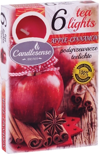 Candeline tealight profumate Mela e cannella, 6 pz