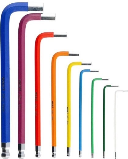 Jeu coloré de clés Allen longues à embout boule 1,5–10 mm, 9 pcs