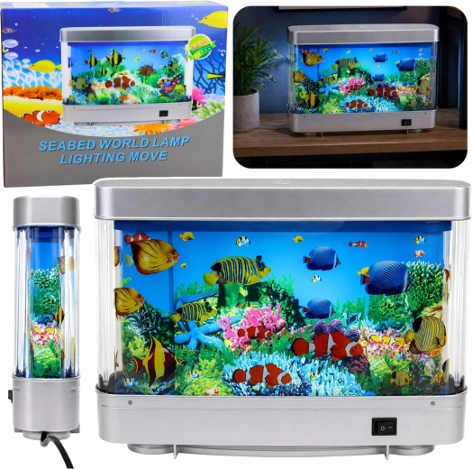 Dekorative LED-Nachtlampe Aquarium mit beweglichen Fischchen 3D