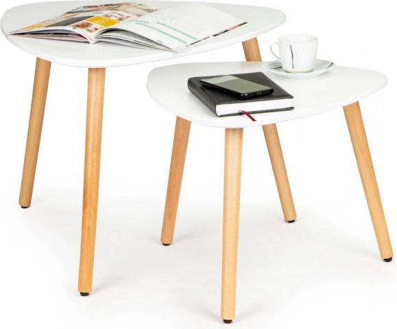 Set of 2 White Scandinavian Coffee Tables