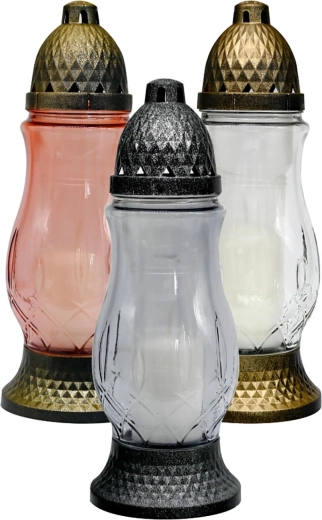 Glazen graflamp 28 cm – paraffine, mix kleuren