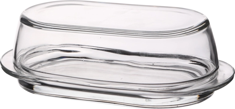 Beurrier en verre avec couvercle