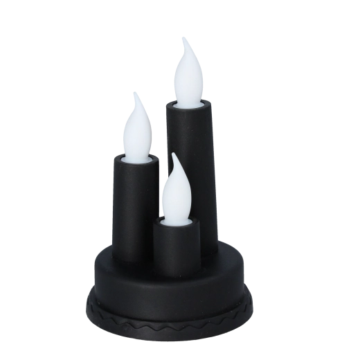 Bougie LED triple noire 14 cm