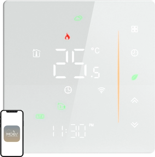Termostato Wi‑Fi Moes per riscaldamento elettrico a pavimento bianco