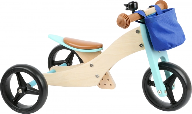 Wooden 2-in-1 balance bike TRIKE turquoise