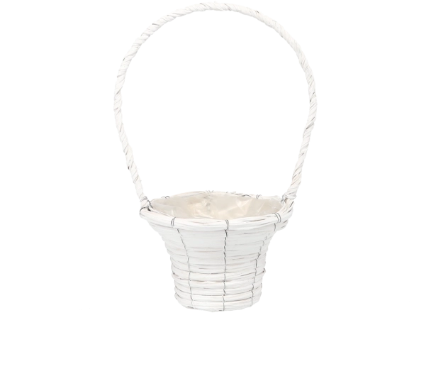 Cestino in vimini bianco come coprivaso 20 × 41 cm
