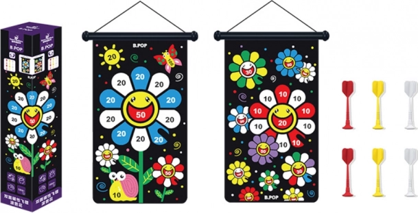 Magnetic Target, Double-Sided with Darts - Colorful Flower