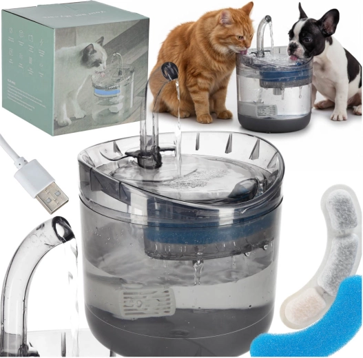 Fontaine à eau automatique pour chiens et chats 1,8 l avec filtre et pompe USB