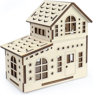 Magia del legno casetta grande – bifamiliare con candela LED