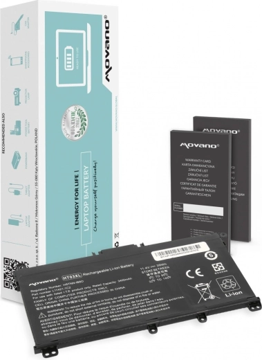 Batteria Movano HT03XL per notebook HP 240/250/255/256 G7 e 340/348 G5 (3400 mAh, 39 Wh)