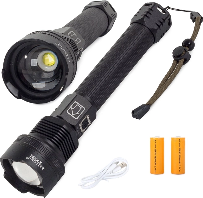 BAILONG Tactical LED Flashlight CREE XHP70 with Zoom, IPX5