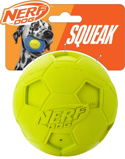 Ballon de football couineur en caoutchouc Nerf Dog pour chiens 10 cm