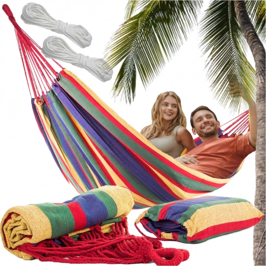 Amaca da giardino per due persone XXL, a righe, 200 × 150 cm
