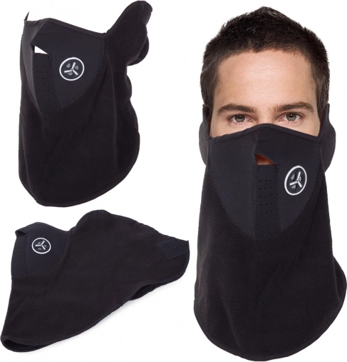 Maschera facciale termoattiva per bici e moto in neoprene e pile