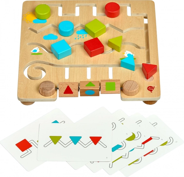 Wooden Maze with Geometric Shapes and Templates LUCY & LEO