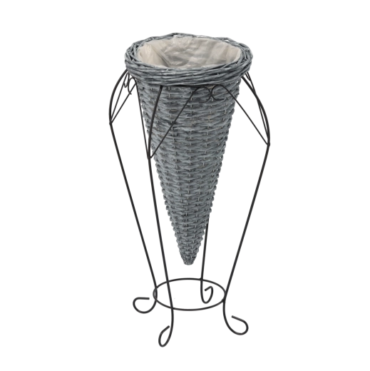 Copri-vaso intrecciato grigio con gambe 58 cm