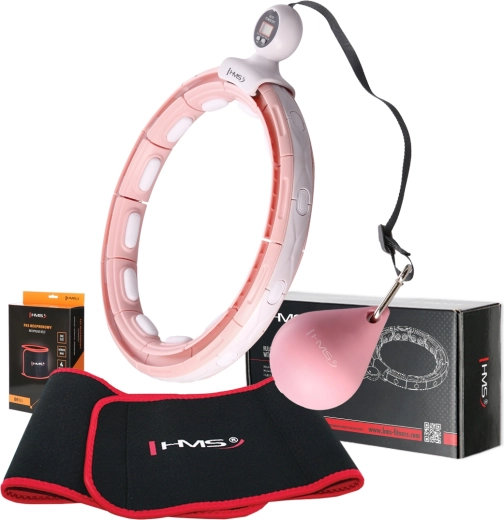 HMS HHM15 Massage Hula Hoop Set with Counter + Slimming Belt HMS BR163, Pink