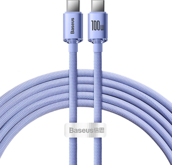 Baseus Crystal Shine kabel USB‑C na USB‑C 100 W, 2 m, fioletowy
