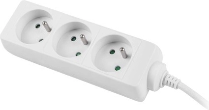White power extension strip 1.5 m, 3 sockets