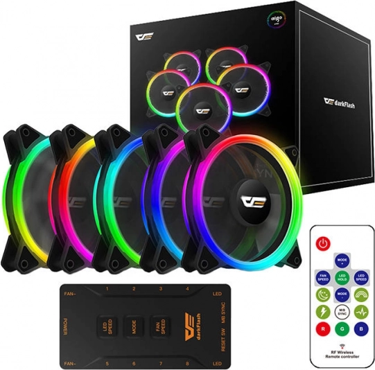 Set di Ventole per Computer Darkflash DR12 Pro ARGB 5 in 1 120x120mm
