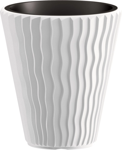 Urtepotte Sandy med plastindsats 29,7 cm hvid