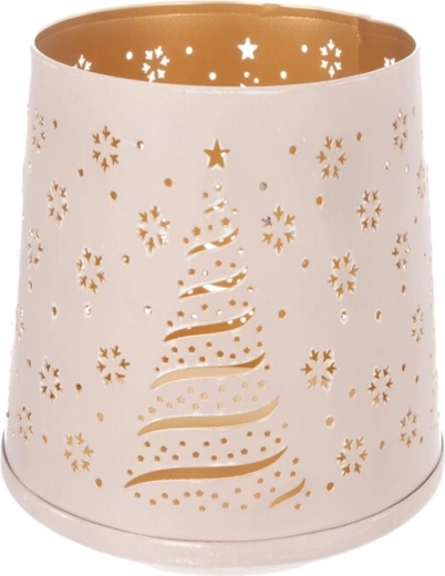 Metalen kandelaar Tree wit-goud 14 cm