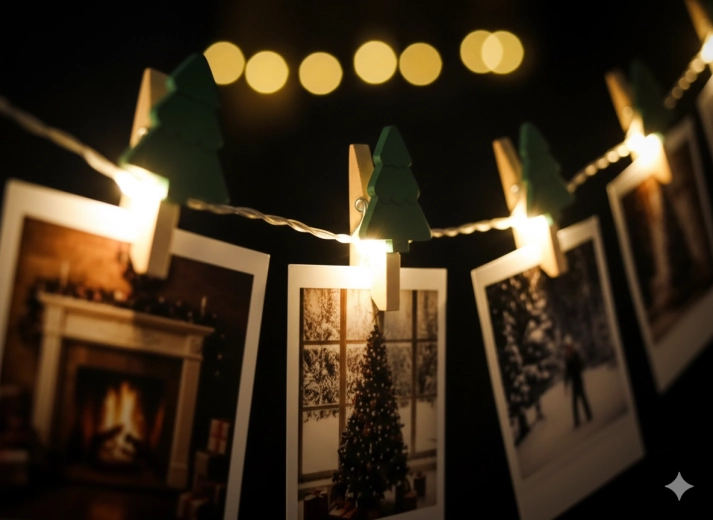 Lysende fotogalleri med varme LED