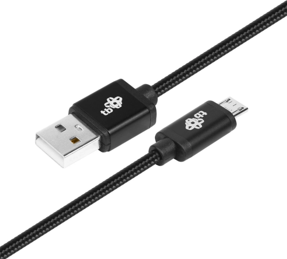 USB–micro USB cable 1.5 m with black textile braid