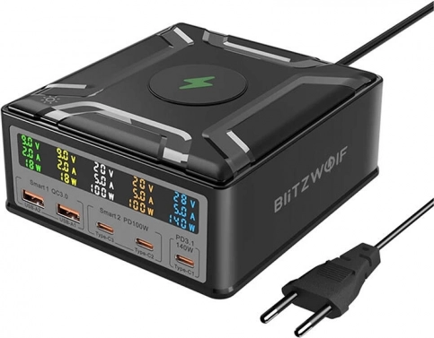 Universal charger BlitzWolf BW-S28 with wireless charging, black