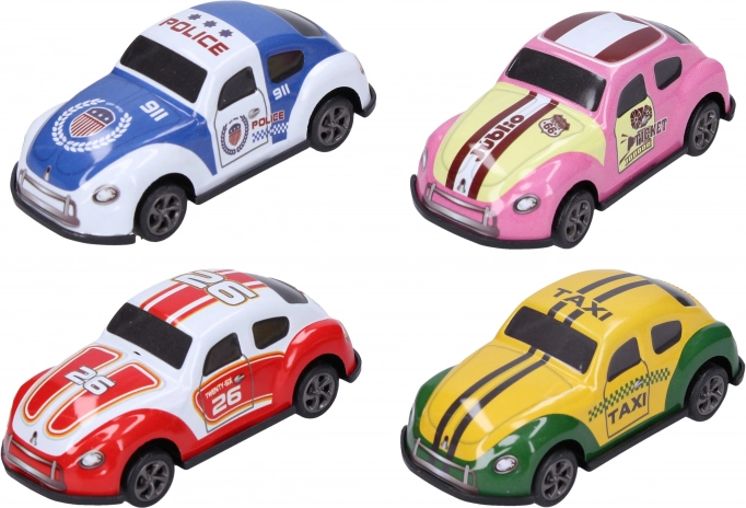 Set of 4 metal racing cars, 7 cm, pull-back