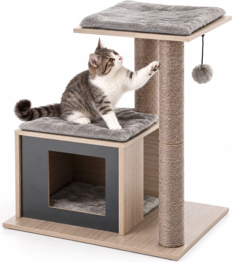 Tiragraffi per gatti con casetta 56 × 40 × 63 cm marrone