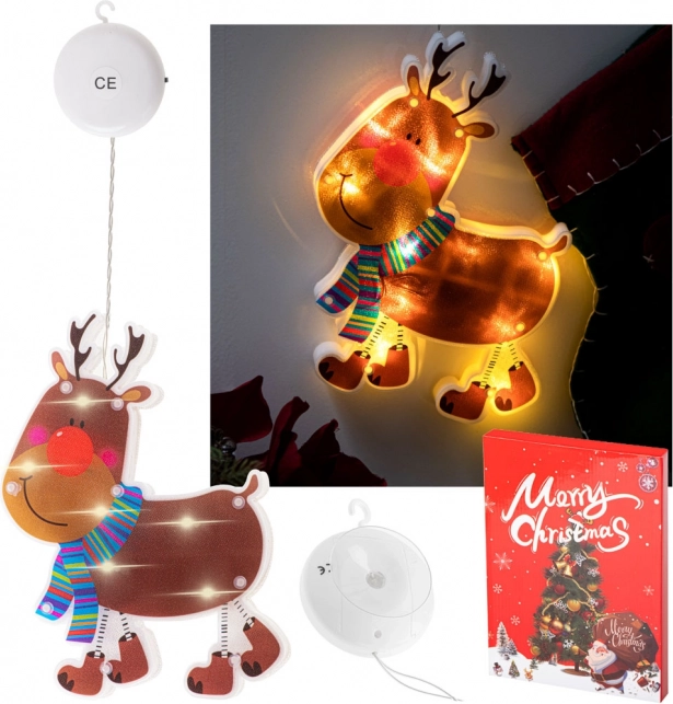 Hanging LED window decoration – reindeer with suction cup