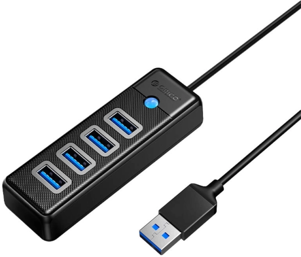 Hub USB Orico 4× USB 3.0, 5 Gbps, cavo 0,15 m, nero
