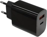 Wall charger 20 W with USB‑C and USB‑A with Power Delivery, black