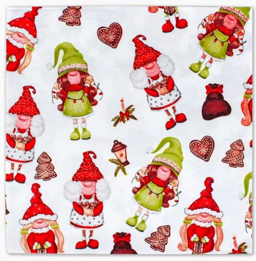 Juleservietter i papir med alfemotiv 33 × 33 cm, 3-lags, 20 stk TORO