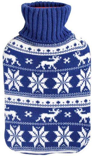 Hot Water Bottle with Knitted Norwegian-Pattern Cover, 2 l - 1 piece