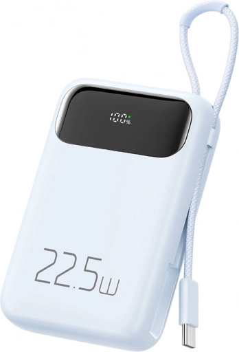 Mcdodo Power Bank 10,000 mAh with LCD and Built‑in USB‑C Cable, 22.5 W, Blue