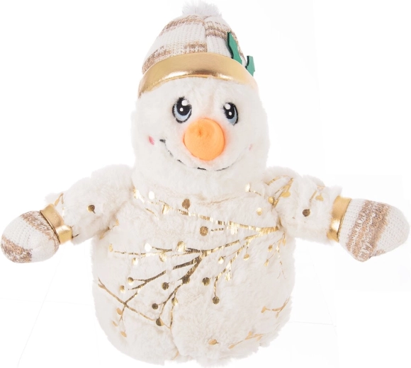 Bonhomme de neige en peluche blanc sur pied 30 cm