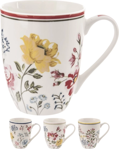 Porcelanast lonček cvet 350 ml – mešanica dekorjev