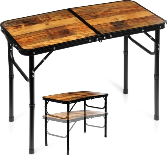 Tavolino da campeggio pieghevole Vilde 2 in 1 con altezza regolabile 80 × 40 cm