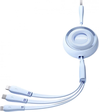 Joyroom 3v1 barevný kabel USB na USB‑C/Lightning/Micro USB 3,5 A, 1 m – Modrý
