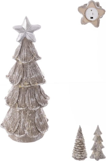 Kerstdecoratie boompje van polystone met LED-verlichting
